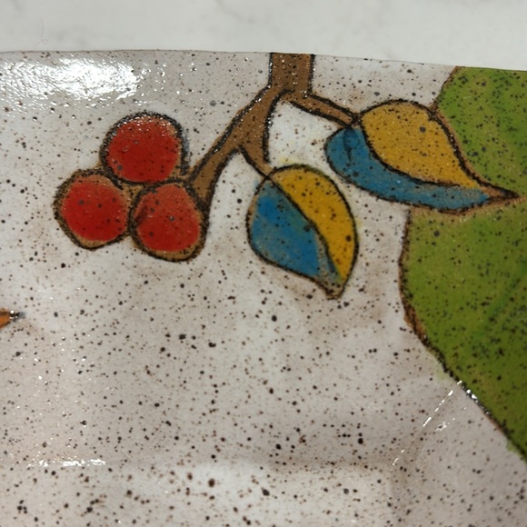 Pottery Artist Signed Bird Design Colorful Rectangle Dish/Tray - Picture 5 of 11